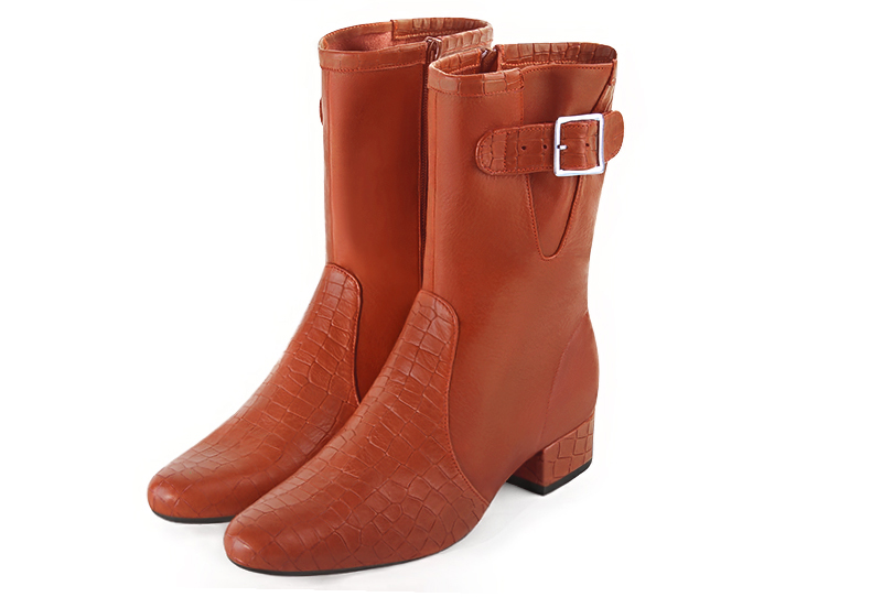 Terracotta orange dress booties for women - Florence KOOIJMAN